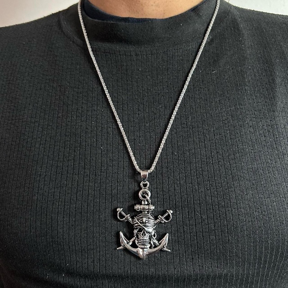 Silver Anchor Pendant Necklace